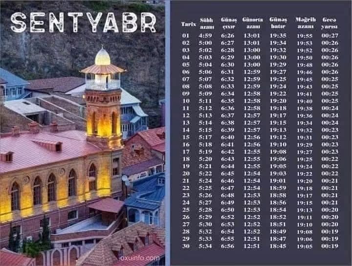 Gürcüstan üfüqi ilə Avqust ayının azan vaxtları